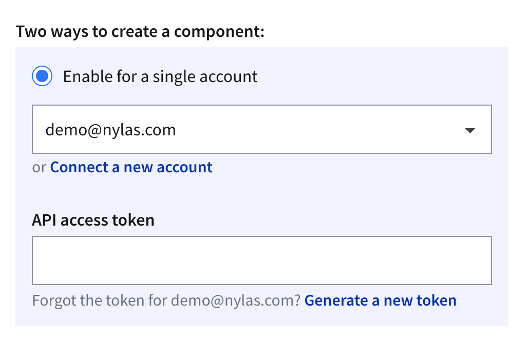 Enable components single account